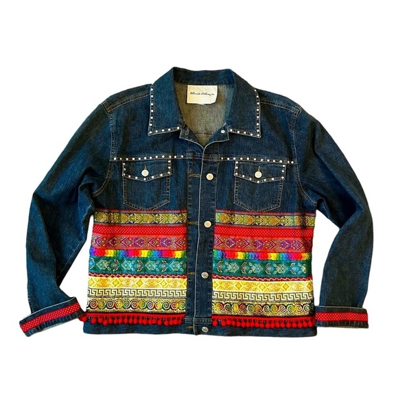 Telluride Clothing Co. Jackets & Blazers - Telluride Clothing mix media wearable Art denim jacket